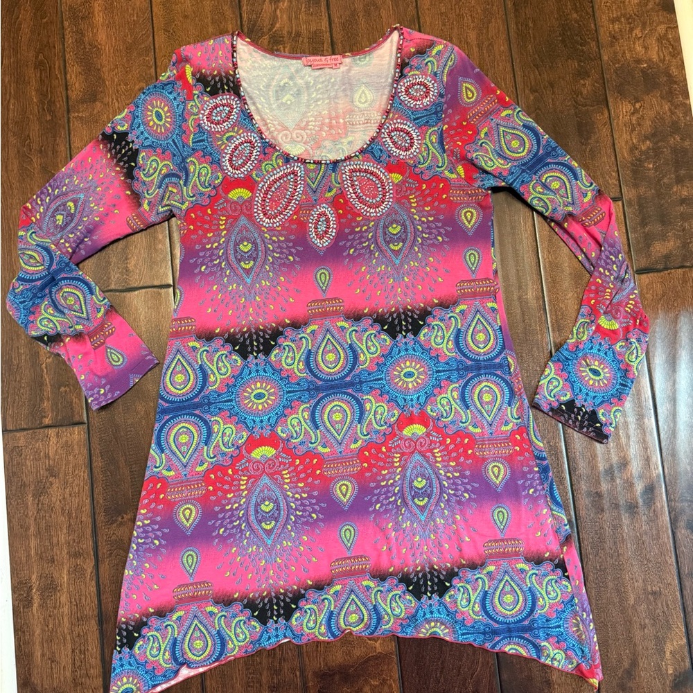 Joyous & Free M tunic dress top shirt beaded